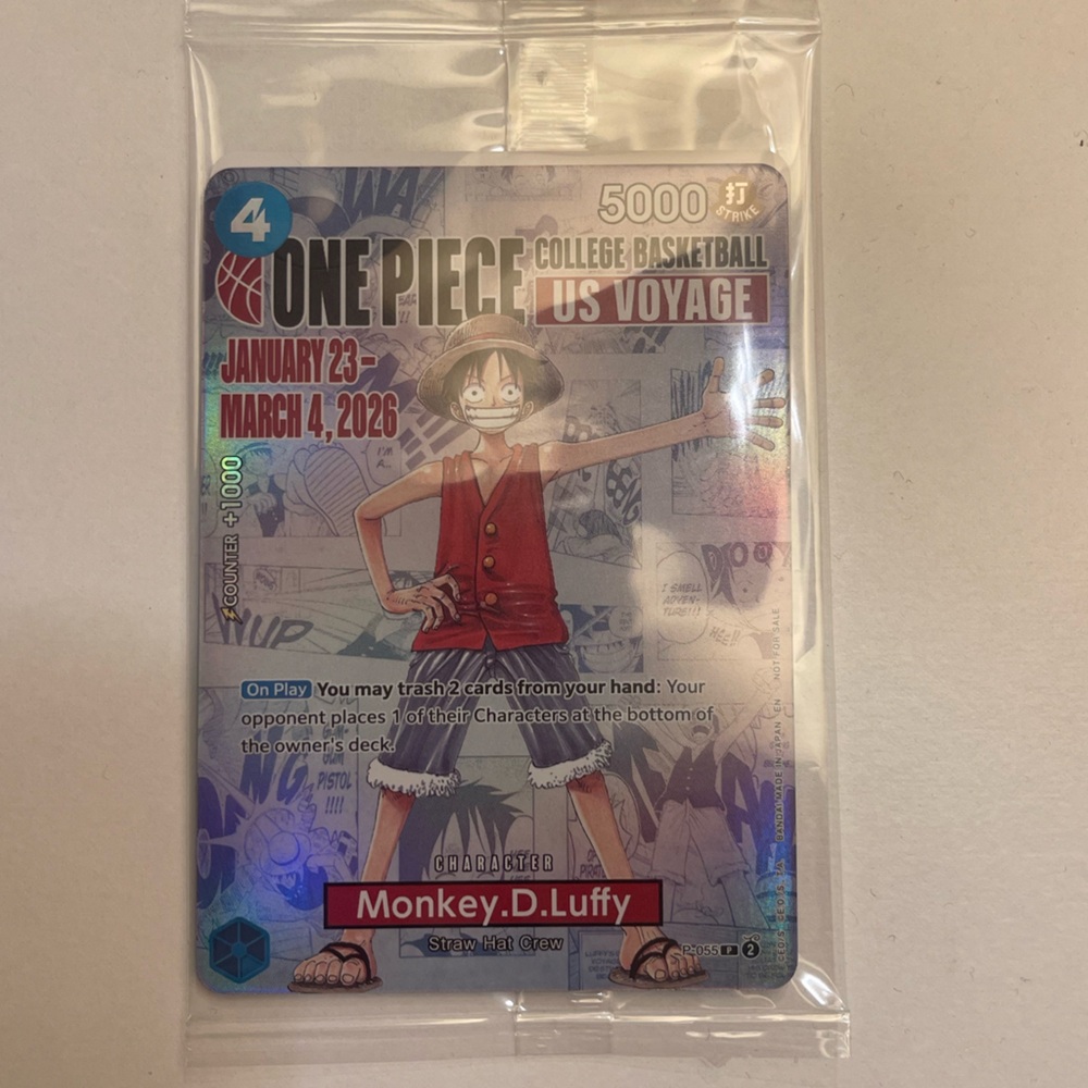One Piece Monkey D. Luffy U.S. College Basketball Promo Card Gonzaga